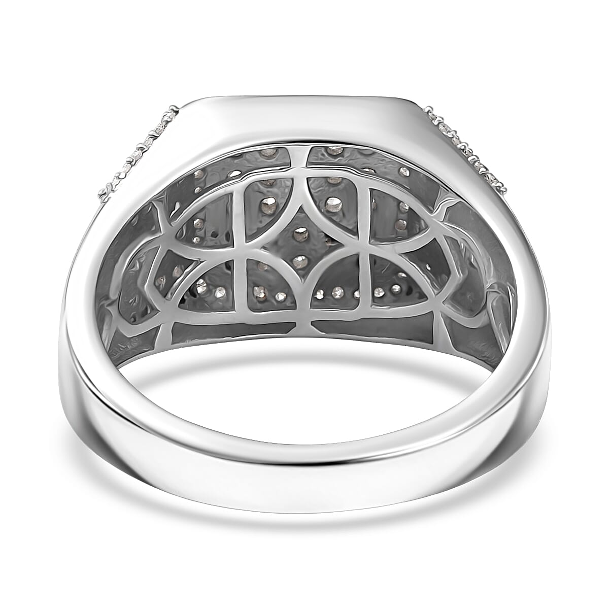 D'Joy Diamond 1.00 ctw Men's Ring in Rhodium Over Sterling Silver (Size 14.0) image number 4