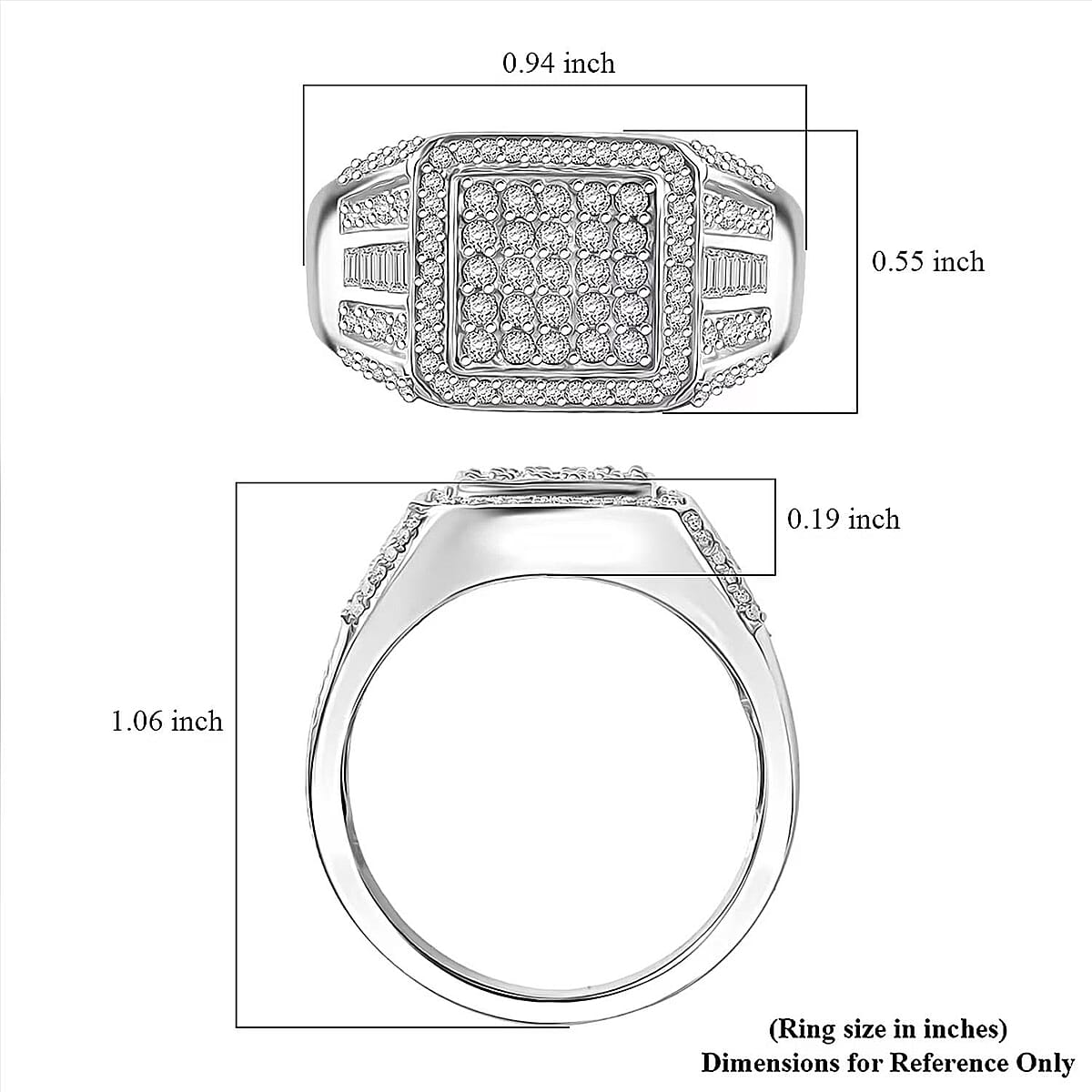 D'Joy Diamond 1.00 ctw Men's Ring in Rhodium Over Sterling Silver (Size 14.0) image number 6