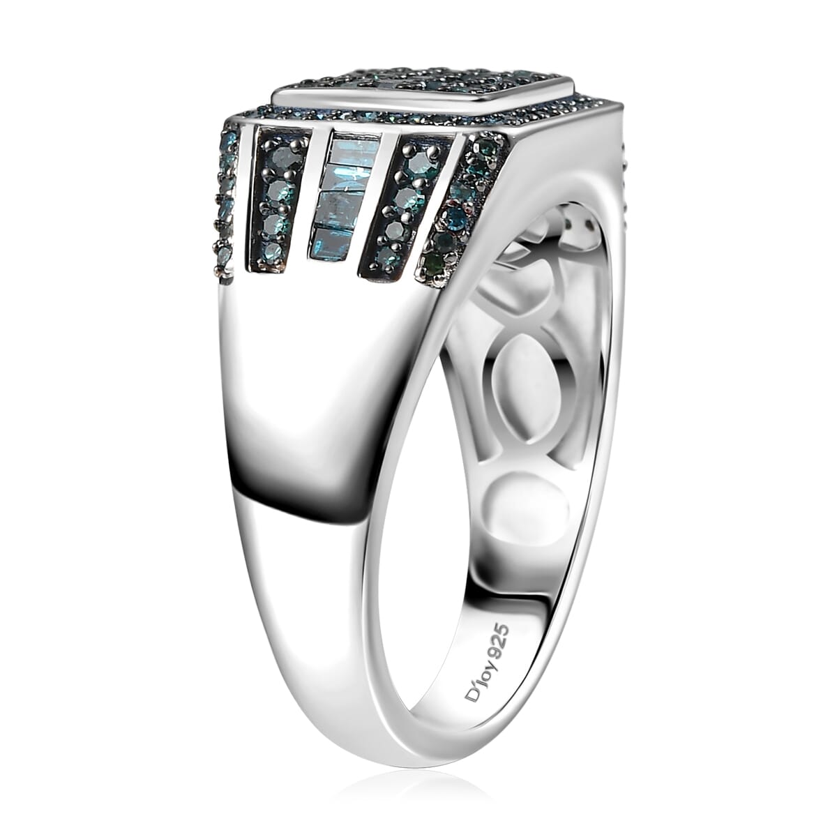 D'Joy Blue Diamond 1.00 ctw Men's Ring in Rhodium Over Sterling Silver (Size 10.0) image number 3