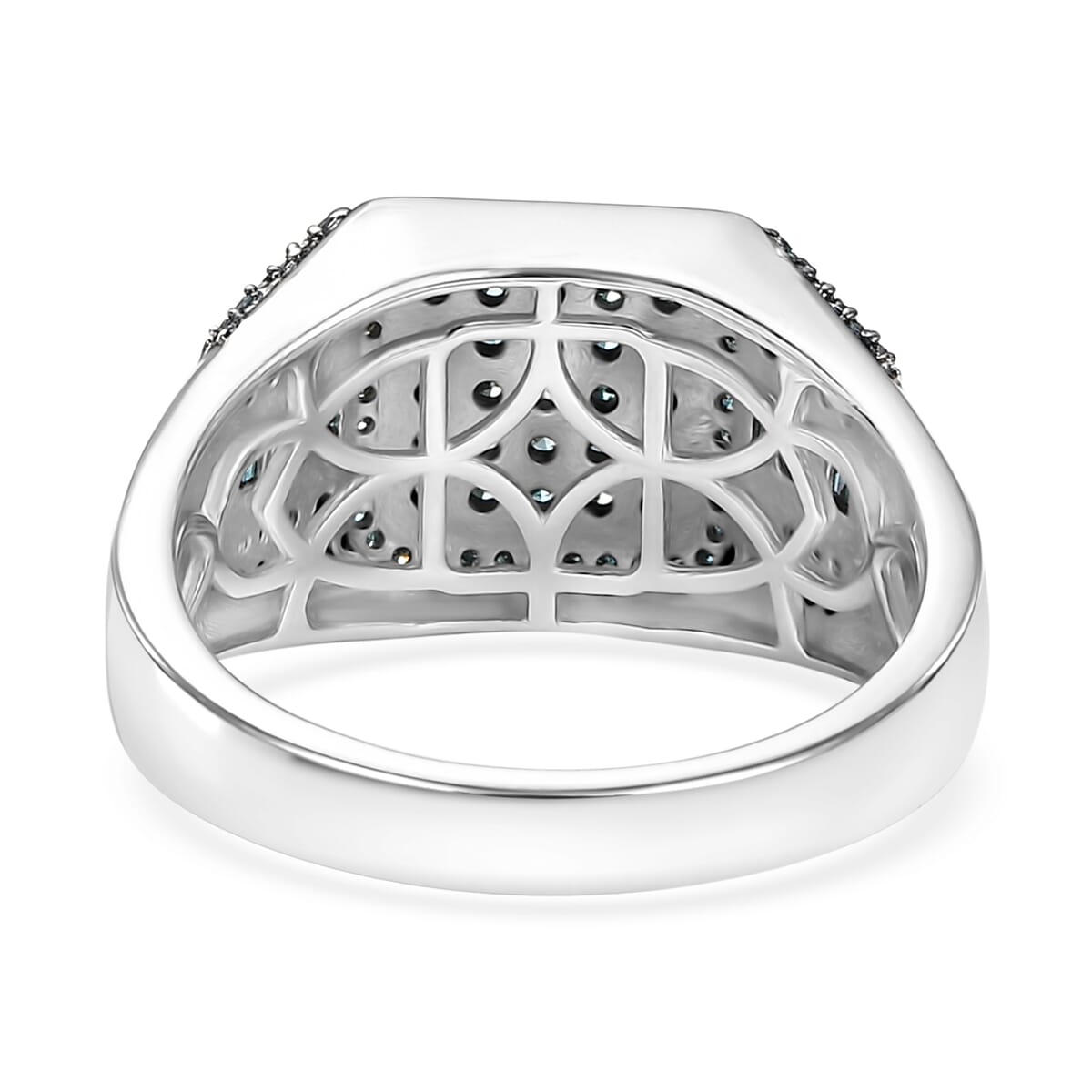 D'Joy Blue Diamond 1.00 ctw Men's Ring in Rhodium Over Sterling Silver (Size 10.0) image number 4