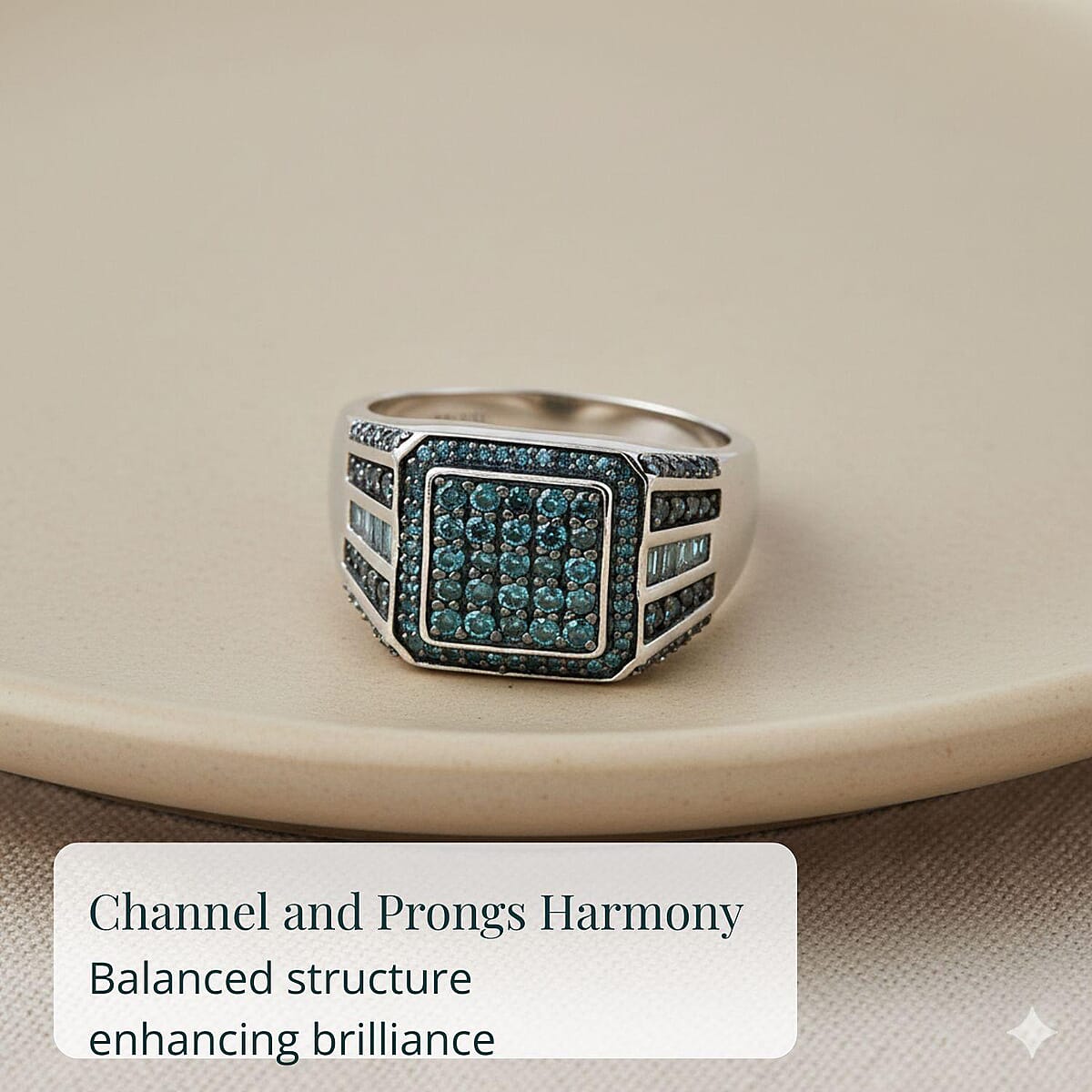 D'Joy Blue Diamond 1.00 ctw Men's Ring in Rhodium Over Sterling Silver (Size 13.0) image number 4