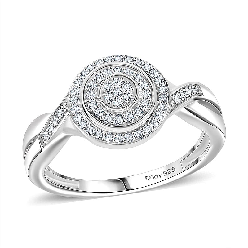 D'Joy Diamond 0.25 ctw Halo Sparkle Ring in Rhodium Over Sterling Silver (Size 10.0)
