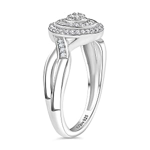 D'Joy Diamond 0.25 ctw Halo Sparkle Ring in Rhodium Over Sterling Silver (Size 10.0)