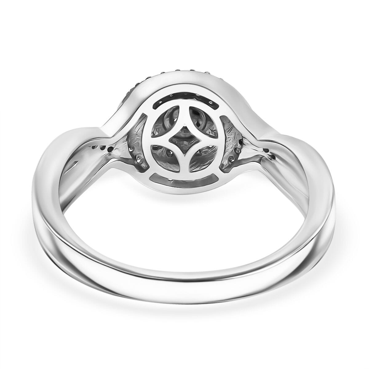 D'Joy Diamond 0.25 ctw Halo Sparkle Ring in Rhodium Over Sterling Silver (Size 10.0) image number 4