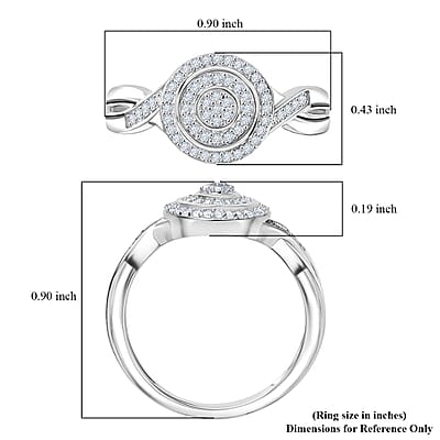 D'Joy Diamond 0.25 ctw Halo Sparkle Ring in Rhodium Over Sterling Silver (Size 10.0)