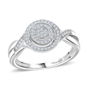 D'Joy Diamond 0.25 ctw Halo Sparkle Ring in Rhodium Over Sterling Silver (Size 5.0)