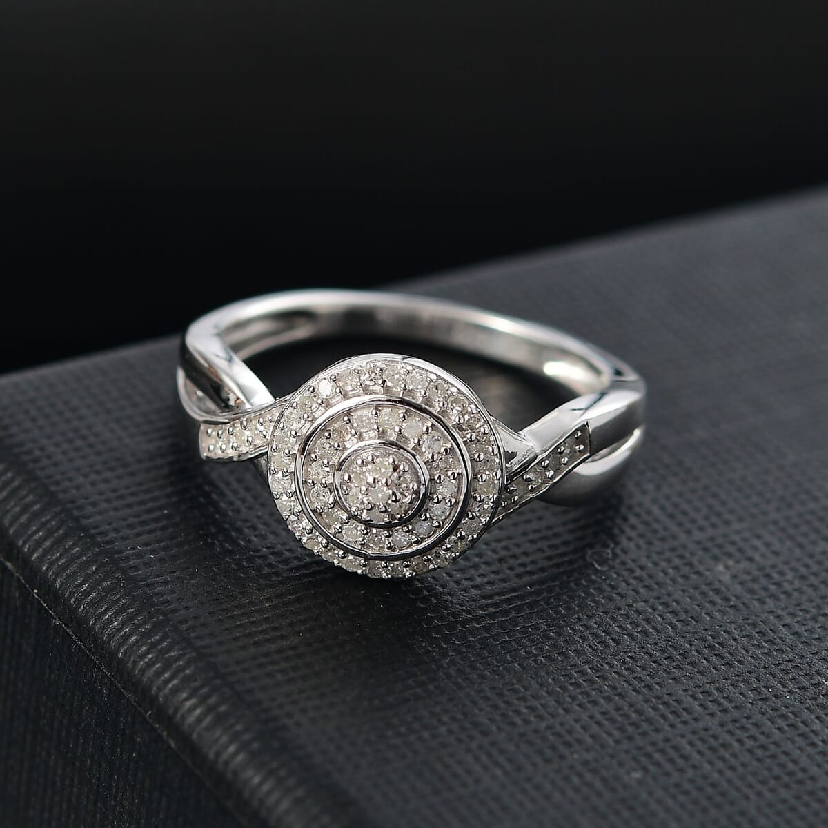 D'Joy Diamond 0.25 ctw Halo Sparkle Ring in Rhodium Over Sterling Silver (Size 5.0) image number 1