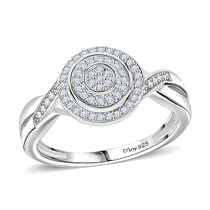 D'Joy Diamond 0.25 ctw Halo Sparkle Ring in Rhodium Over Sterling Silver (Size 6.0)