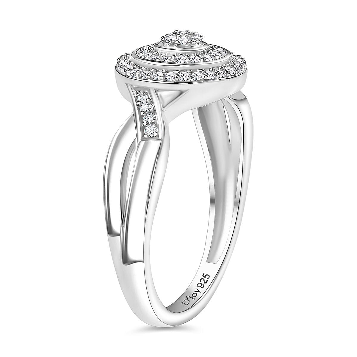 D'Joy Diamond 0.25 ctw Halo Sparkle Ring in Rhodium Over Sterling Silver (Size 6.0) image number 3