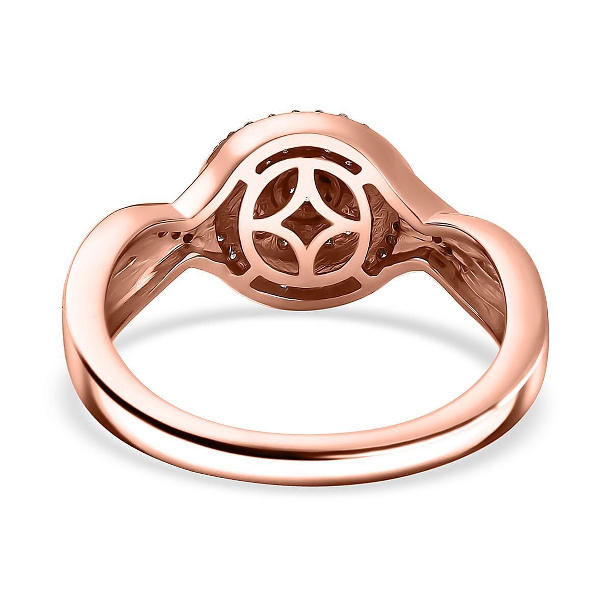 D'Joy Natural Champagne Diamond 0.25 ctw Halo Sparkle Ring in 18K Vermeil Rose Gold Over Sterling Silver (Size 9.0) image number 4