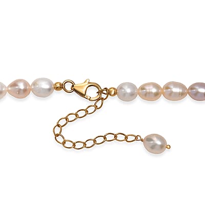 Multi Color Freshwater Pearl Oval Shape Necklace in 18K Vermeil Yellow Gold Over Sterling Silver 18 Inches