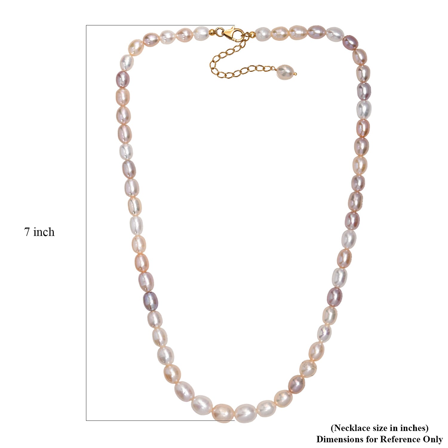 Multi Color Freshwater Pearl Oval Shape Necklace in 18K Vermeil Yellow Gold Over Sterling Silver 18 Inches