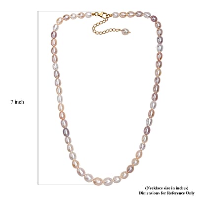 Multi Color Freshwater Pearl Oval Shape Necklace in 18K Vermeil Yellow Gold Over Sterling Silver 18 Inches