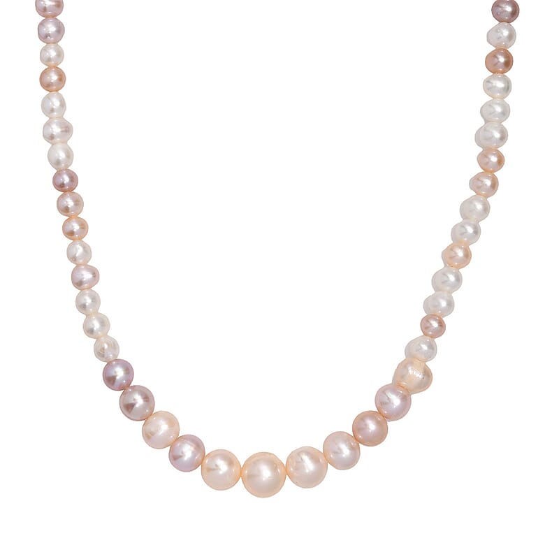 Multi Color Freshwater Pearl Sunrise Bloom Necklace in 18K Vermeil Yellow Gold Over Sterling Silver 18 Inches