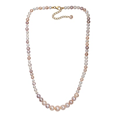Multi Color Freshwater Pearl Sunrise Bloom Necklace in 18K Vermeil Yellow Gold Over Sterling Silver 18 Inches