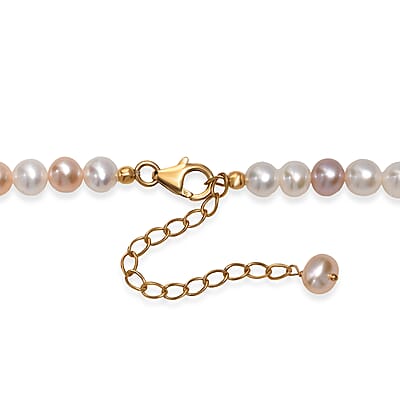 Multi Color Freshwater Pearl Sunrise Bloom Necklace in 18K Vermeil Yellow Gold Over Sterling Silver 18 Inches