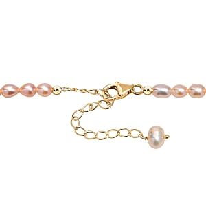 Pink Fresh Water Pearl 70.00 ctw Necklace in 18K Vermeil Yellow Gold Over Sterling Silver (18 Inches)