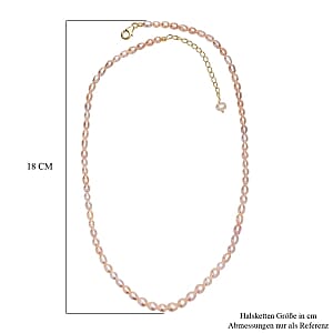 Pink Fresh Water Pearl 70.00 ctw Necklace in 18K Vermeil Yellow Gold Over Sterling Silver (18 Inches)