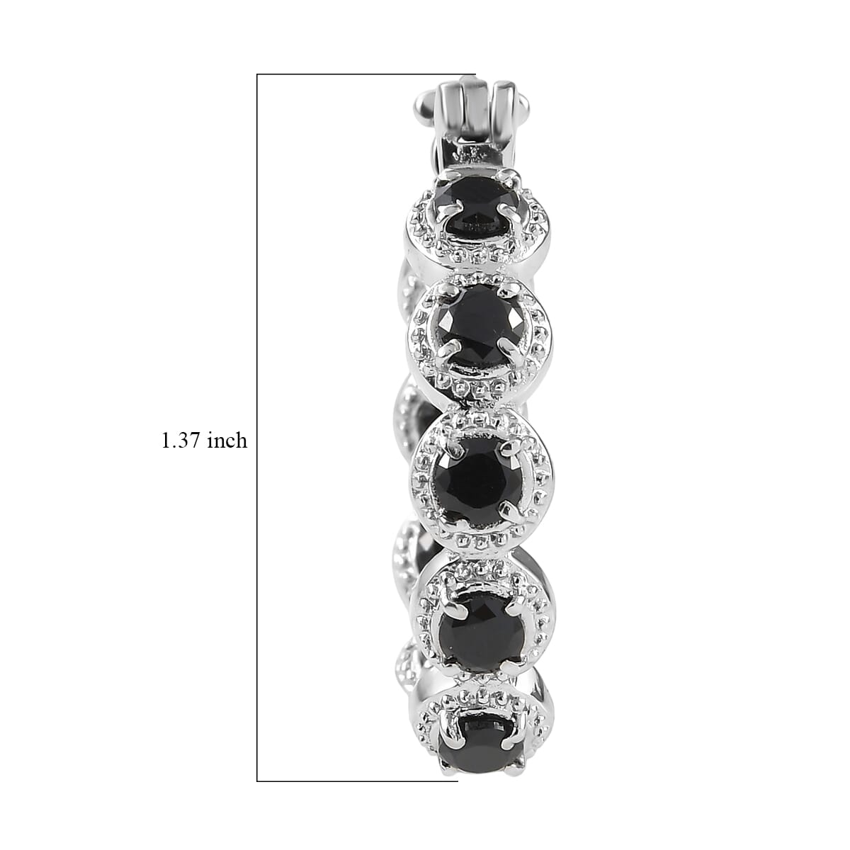 EverTrue Thai Black Spinel 4.00 ctw Hoop Earrings in Stainless Steel image number 4