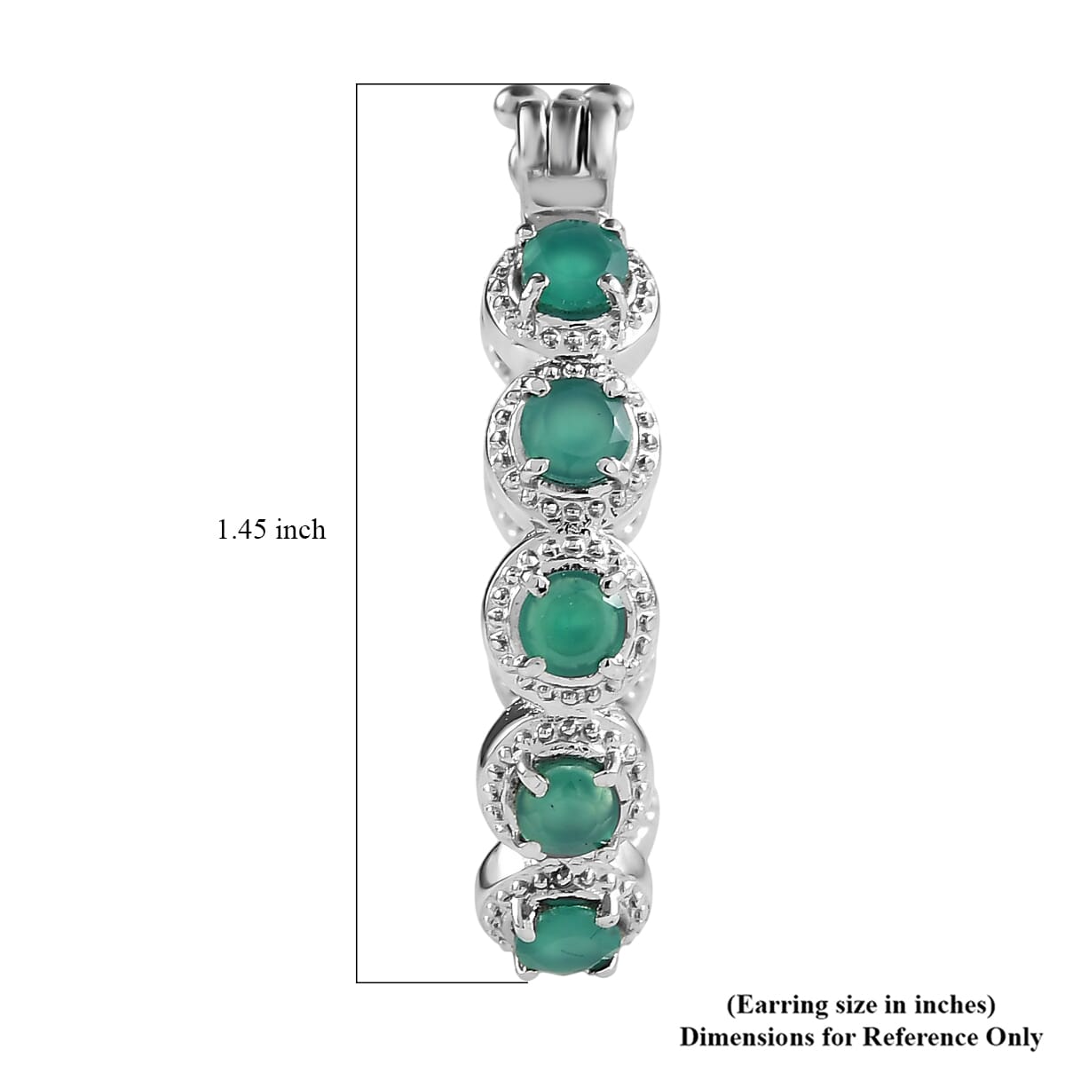 EverTrue Green Onyx 4.60 ctw Hoop Earrings in Stainless Steel image number 4