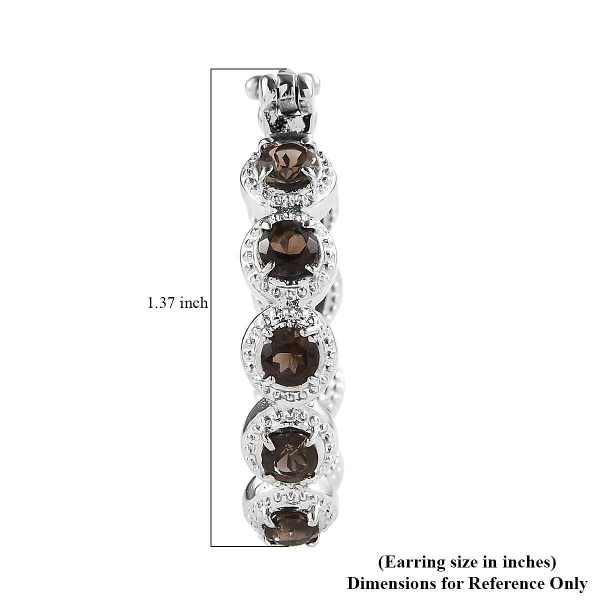 EverTrue Brazilian Smoky Quartz 4.25 ctw Hoop Earrings in Stainless Steel image number 4