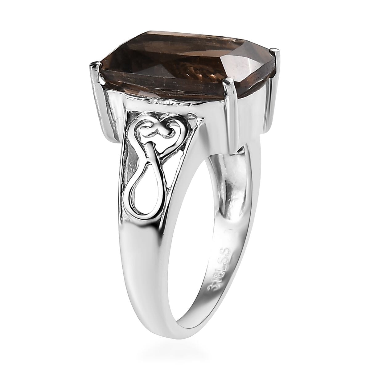 Brazilian Smoky Quartz 6.75 ctw Solitaire Ring in Stainless Steel (Size 10.0) image number 3