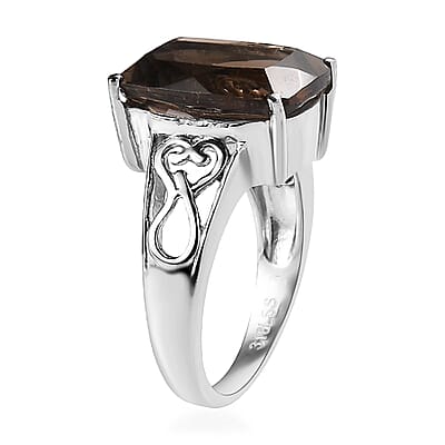Brazilian Smoky Quartz 6.75 ctw Solitaire Ring in Stainless Steel (Size 10.0)