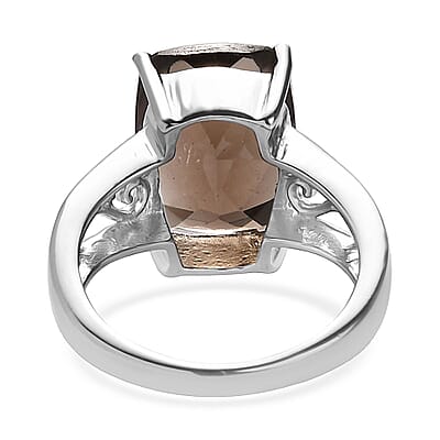 Brazilian Smoky Quartz 6.75 ctw Solitaire Ring in Stainless Steel (Size 10.0)