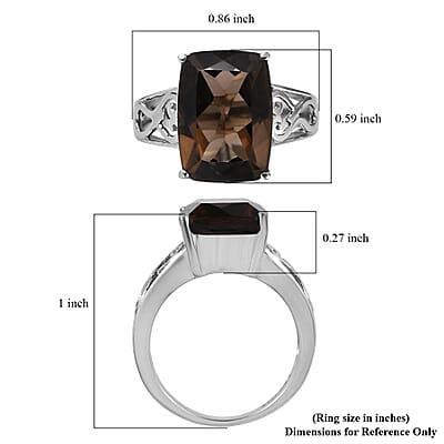 Brazilian Smoky Quartz 6.75 ctw Solitaire Ring in Stainless Steel (Size 10.0)