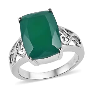 Verde Onyx 6.50 ctw Solitaire Ring in Stainless Steel (Size 10.0)