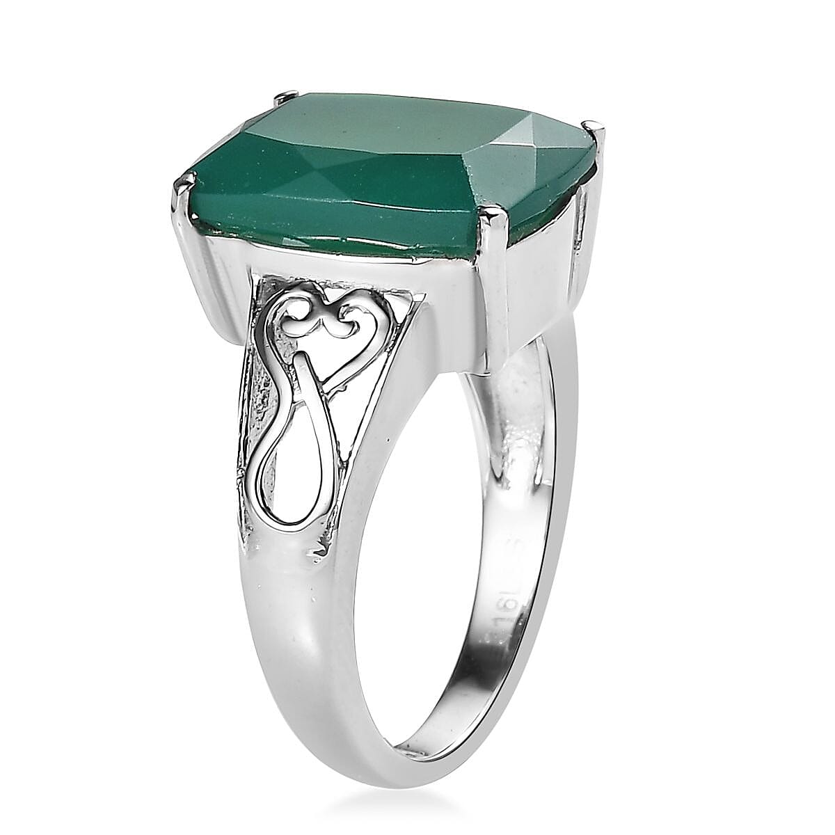 Verde Onyx 6.50 ctw Solitaire Ring in Stainless Steel (Size 10.0) image number 3