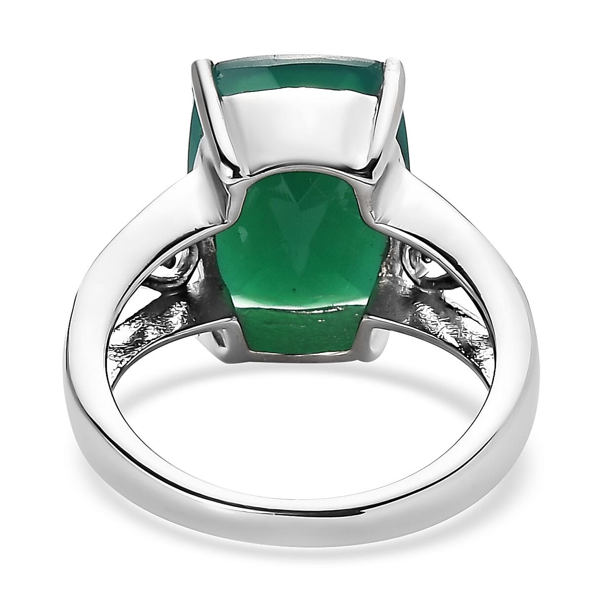 Verde Onyx 6.50 ctw Solitaire Ring in Stainless Steel (Size 10.0) image number 4