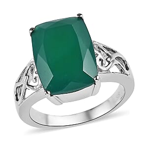 Verde Onyx 6.50 ctw Solitaire Ring in Stainless Steel (Size 9.0)