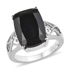 Thai Black Spinel 8.30 ctw Solitaire Ring in Stainless Steel (Size 10.0)