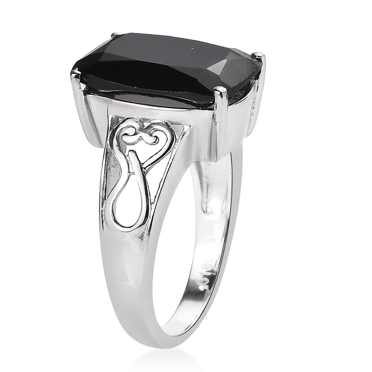 Thai Black Spinel 8.30 ctw Solitaire Ring in Stainless Steel (Size 10.0) image number 3