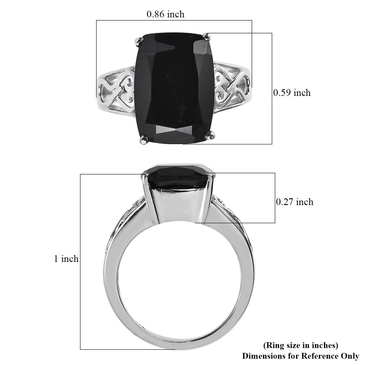 Thai Black Spinel 8.30 ctw Solitaire Ring in Stainless Steel (Size 10.0) image number 5