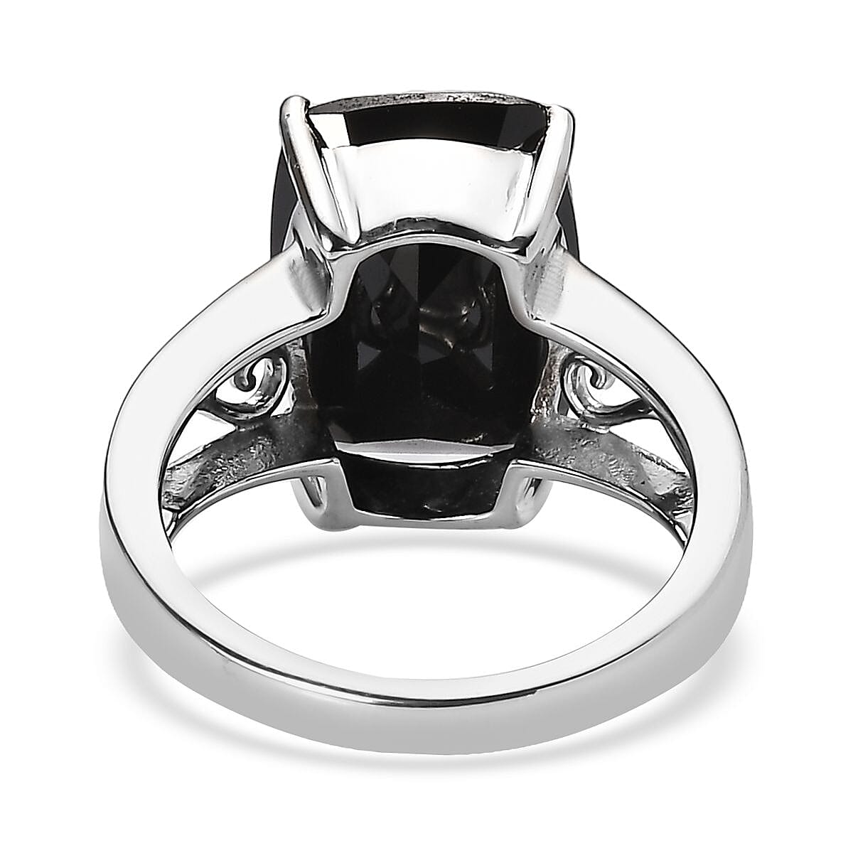Thai Black Spinel 8.30 ctw Solitaire Ring in Stainless Steel (Size 11.0) image number 4