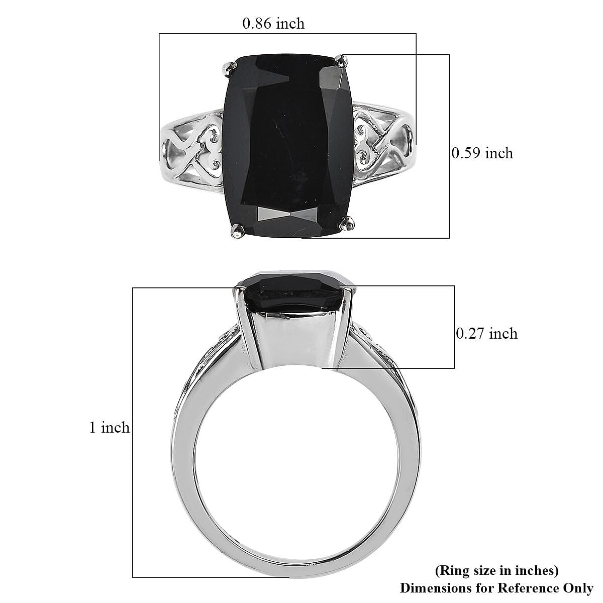 Thai Black Spinel 8.30 ctw Solitaire Ring in Stainless Steel (Size 11.0) image number 5