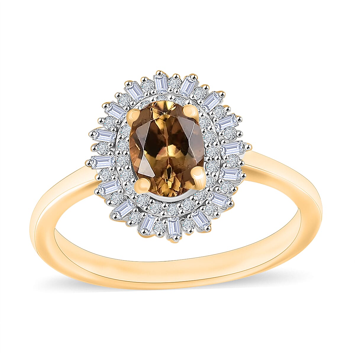 Buy Golden Turkizite and Diamond 1.13 ctw Ring in 18K Vermeil Yellow ...