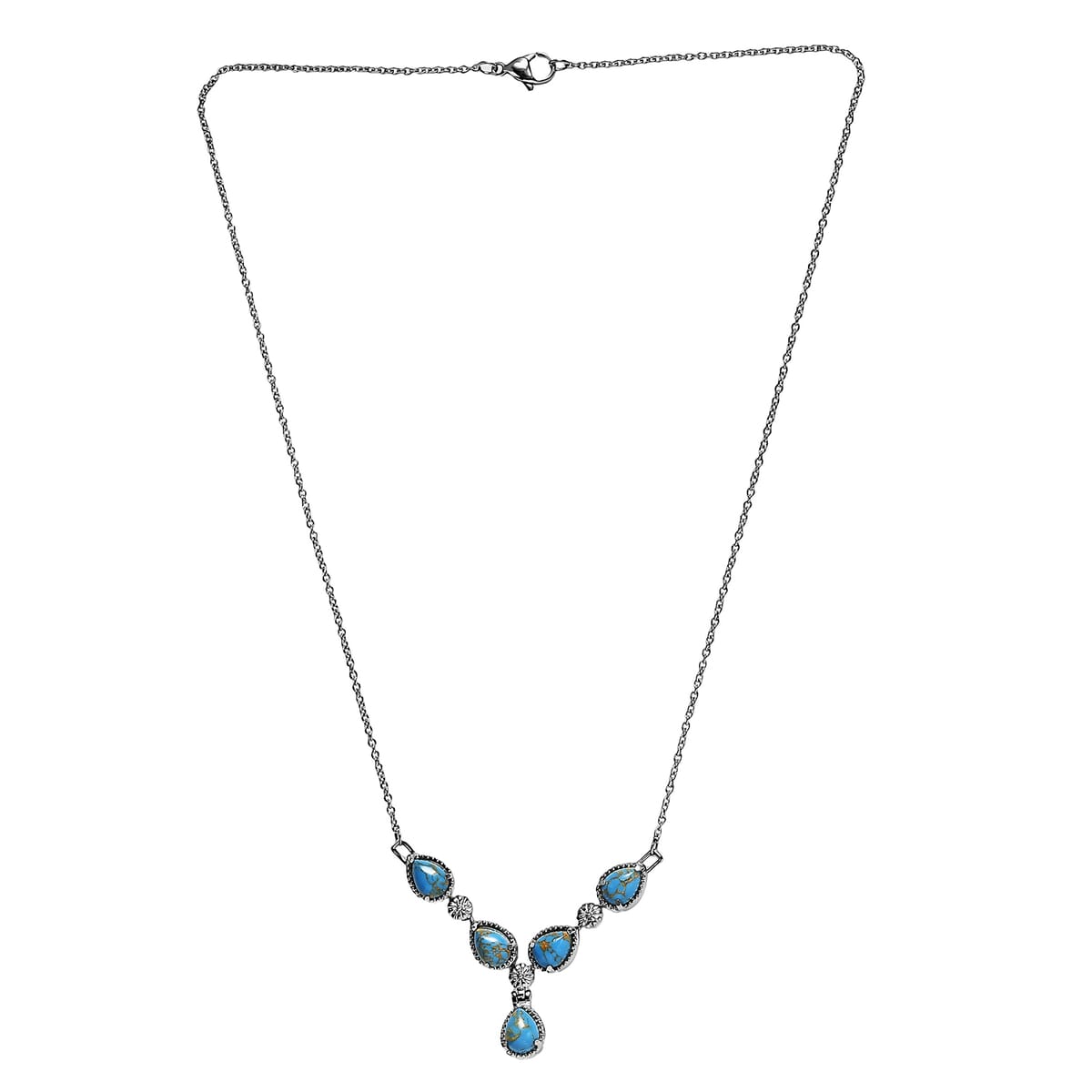 Mojave Blue Turquoise 5.70 ctw Necklace in Stainless Steel in 18 Inches image number 3