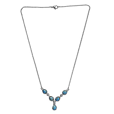 Mojave Blue Turquoise 5.70 ctw Necklace in Stainless Steel in 18 Inches