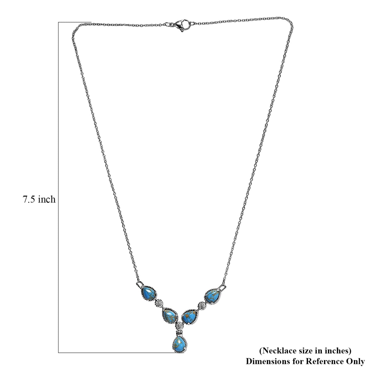 Mojave Blue Turquoise 5.70 ctw Necklace in Stainless Steel in 18 Inches image number 5