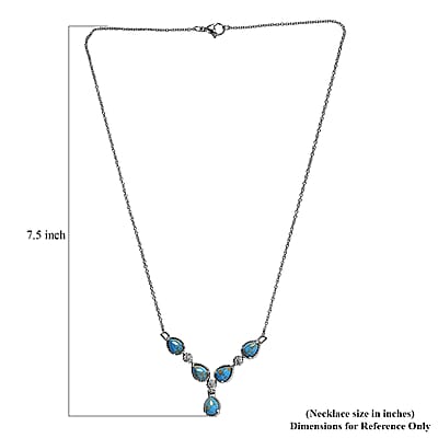Mojave Blue Turquoise 5.70 ctw Necklace in Stainless Steel in 18 Inches
