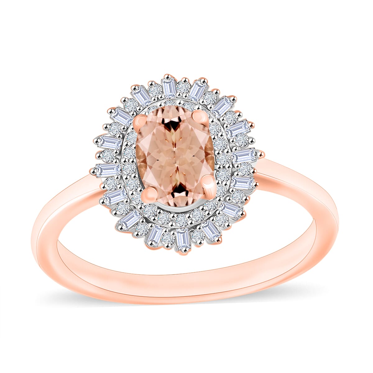 Premium Marropino Morganite and Diamond Ring in 18K Vermeil Rose Gold Over Sterling Silver (Size 10.0) 1.13 ctw image number 0