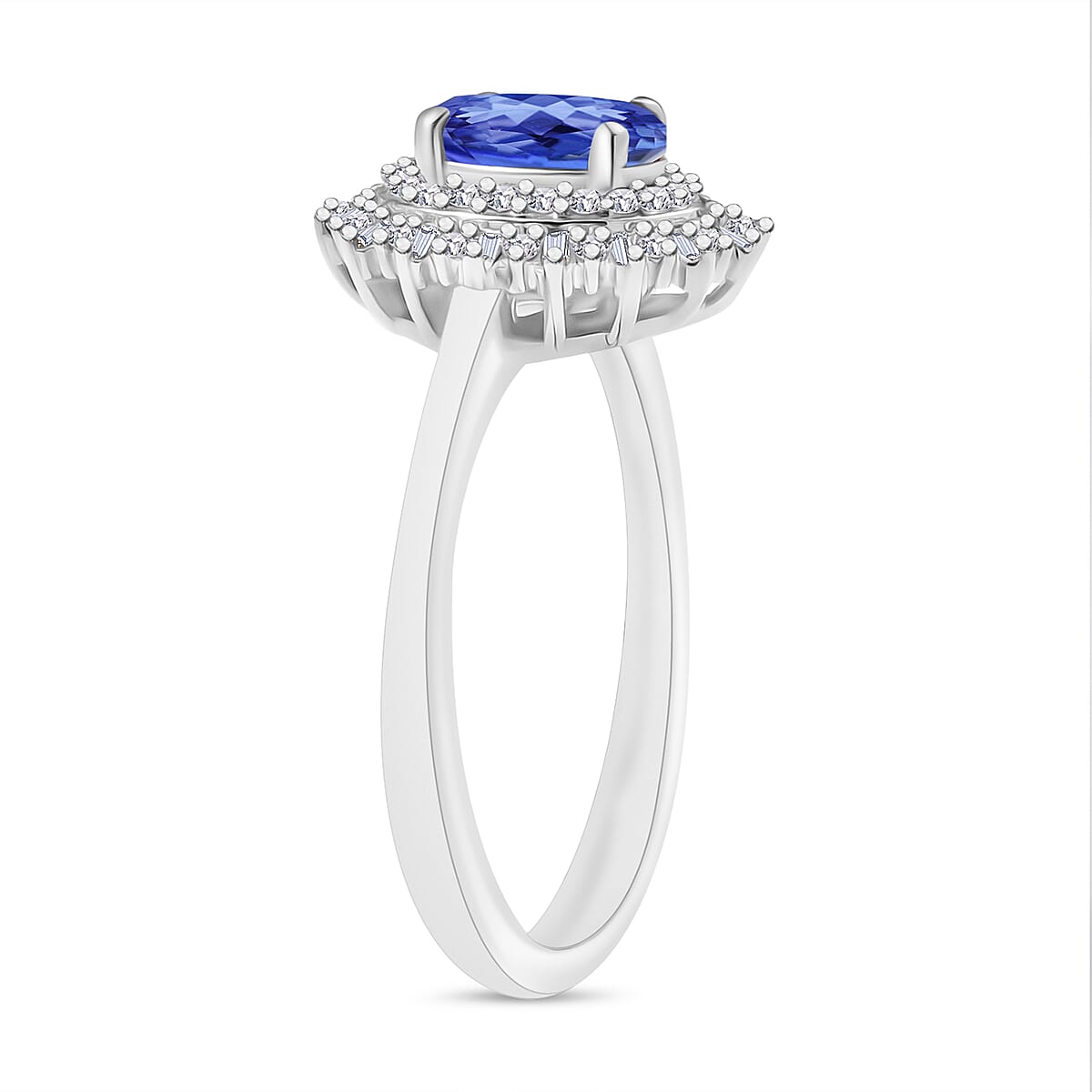 Premium Tanzanite and Diamond 1.13 ctw Ring in Rhodium Over Sterling Silver (Size 7.0) (Del. in 10-12 Days) image number 2