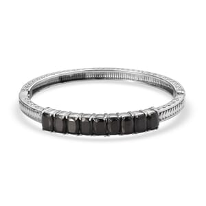 Shungite 5.15 ctw Midnight Lineage Bangle Bracelet in Stainless Steel (6.50 In)