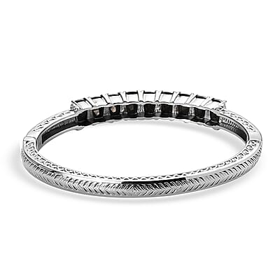 Shungite 5.15 ctw Midnight Lineage Bangle Bracelet in Stainless Steel (6.50 In)