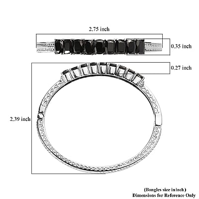 Shungite 5.15 ctw Midnight Lineage Bangle Bracelet in Stainless Steel (6.50 In)