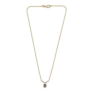 Natural Golden Tanzanite and White Zircon Cluster 0.74 ctw Necklace in 18K YG Plated Sterling Silver 18 Inches