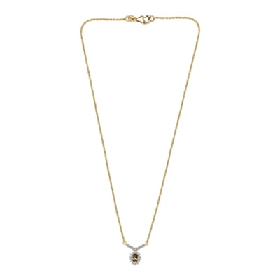 Natural Golden Tanzanite and White Zircon Cluster 0.74 ctw Necklace in 18K YG Plated Sterling Silver 18 Inches